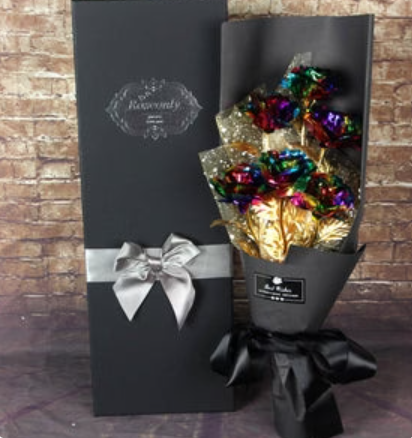 Valentine's Day Surprise:  24K Gold Galaxy Rose Flower Bouquet For Your Wife or Mom