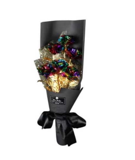 Valentine's Day Surprise:  24K Gold Galaxy Rose Flower Bouquet For Your Wife or Mom