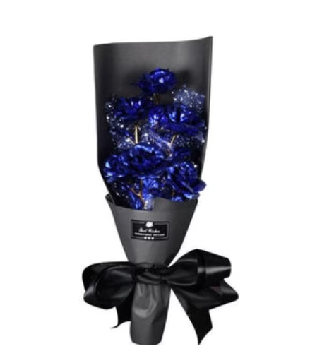 Valentine's Day Surprise:  24K Gold Galaxy Rose Flower Bouquet For Your Wife or Mom