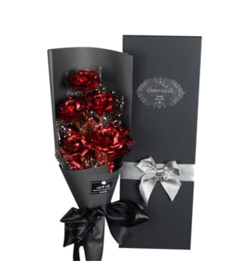 Valentine's Day Surprise:  24K Gold Galaxy Rose Flower Bouquet For Your Wife or Mom