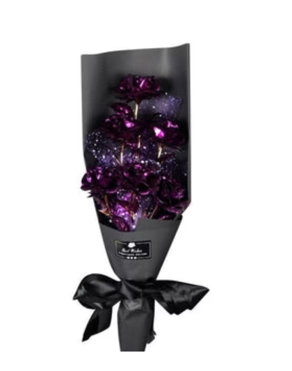 Valentine's Day Surprise:  24K Gold Galaxy Rose Flower Bouquet For Your Wife or Mom