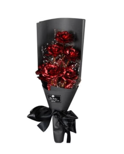 Valentine's Day Surprise:  24K Gold Galaxy Rose Flower Bouquet For Your Wife or Mom