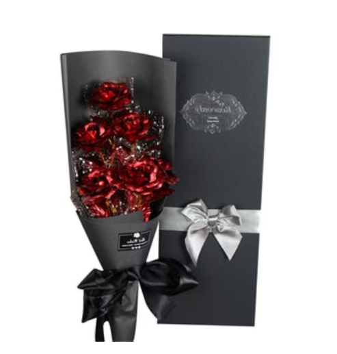 Valentine's Day Surprise:  24K Gold Galaxy Rose Flower Bouquet For Your Wife or Mom