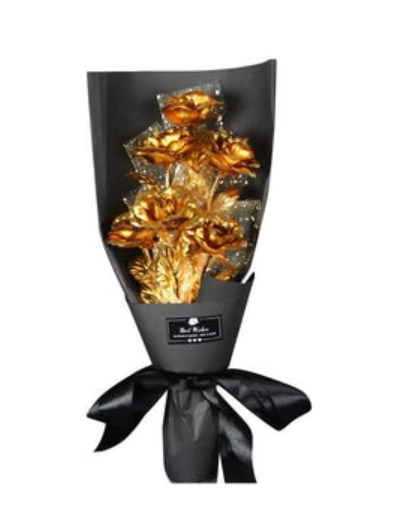 Valentine's Day Surprise:  24K Gold Galaxy Rose Flower Bouquet For Your Wife or Mom