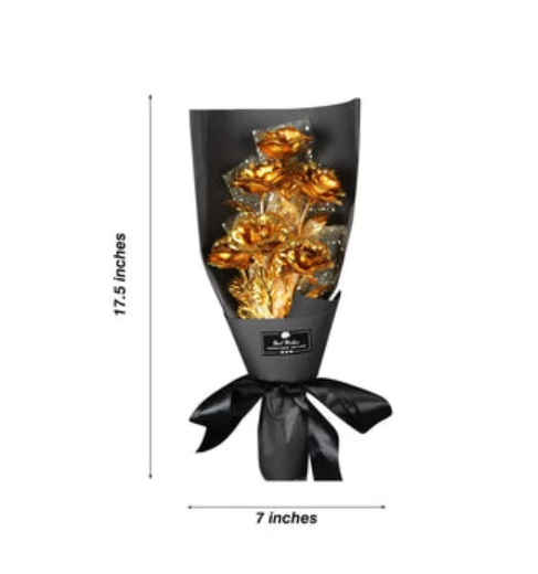 Valentine's Day Surprise:  24K Gold Galaxy Rose Flower Bouquet For Your Wife or Mom