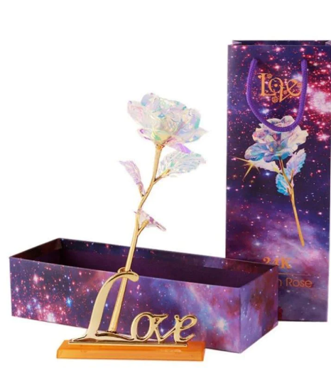 Valentine's Day Gift of a Lifetime: 24K Gold Galaxy Roses with "Love You For Life" Engraving"