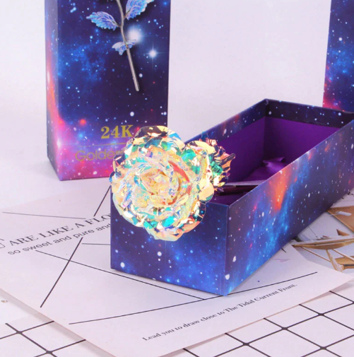 Valentine's Day Gift of a Lifetime: 24K Gold Galaxy Roses with "Love You For Life" Engraving"