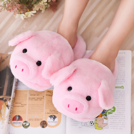 Pink Piggy Plush Slippers