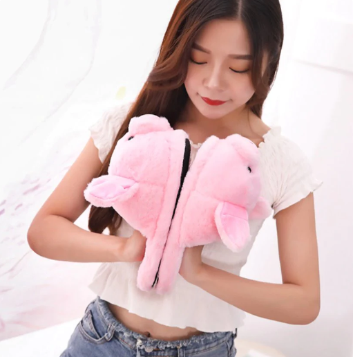 Pink Piggy Plush Slippers