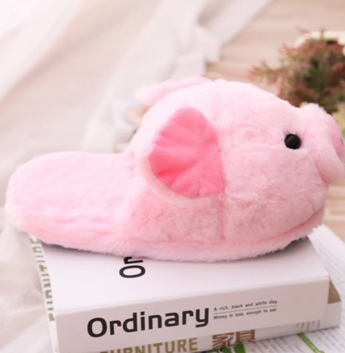 Pink Piggy Plush Slippers