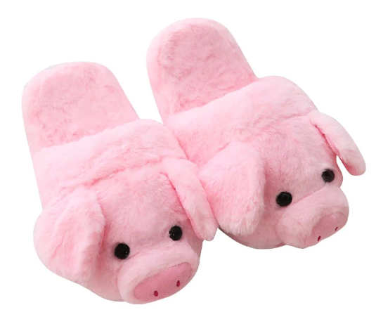 Pink Piggy Plush Slippers