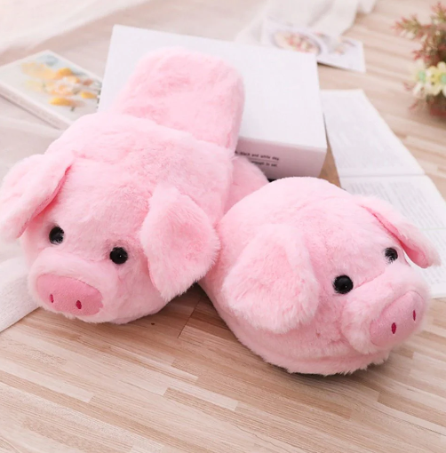 Pink Piggy Plush Slippers