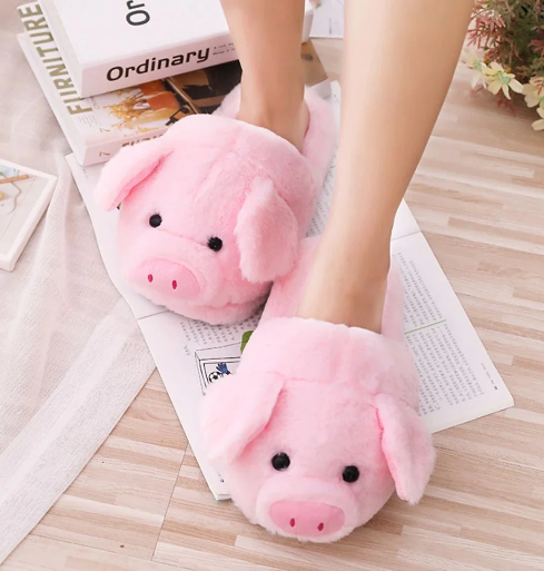 Pink Piggy Plush Slippers