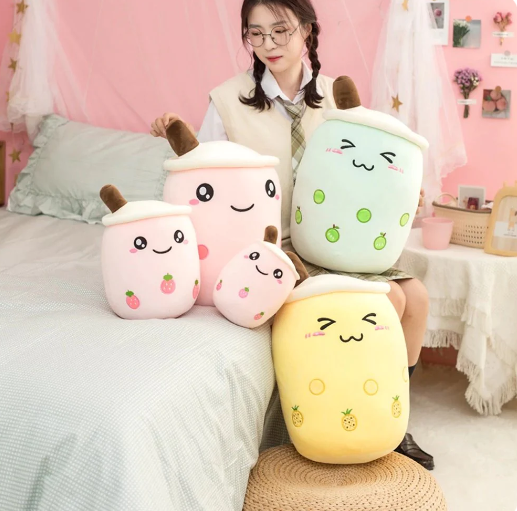 Kawaii Lovable Bubble tea Family Fruit Plushies Collection