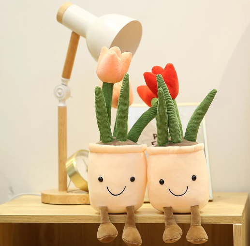 Kawaii Bubbly Tulip Flower Pot Plushies