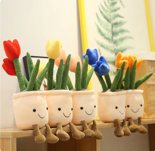 Kawaii Bubbly Tulip Flower Pot Plushies