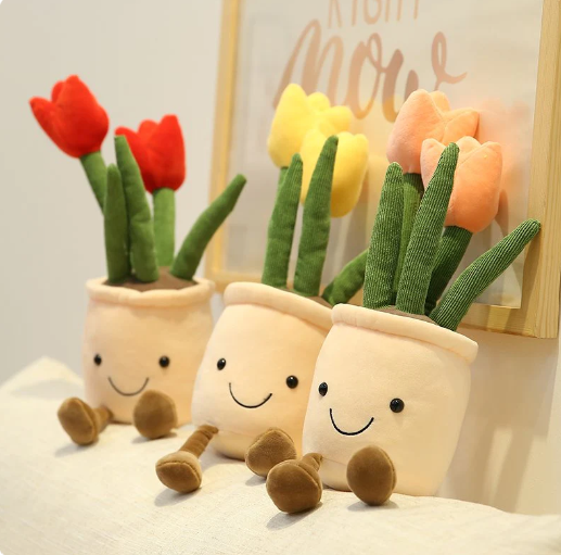 Kawaii Bubbly Tulip Flower Pot Plushies