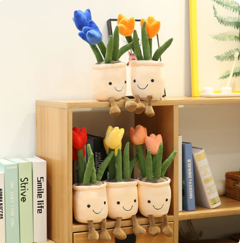 Kawaii Bubbly Tulip Flower Pot Plushies