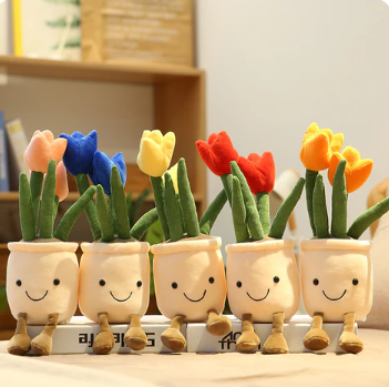 Kawaii Bubbly Tulip Flower Pot Plushies