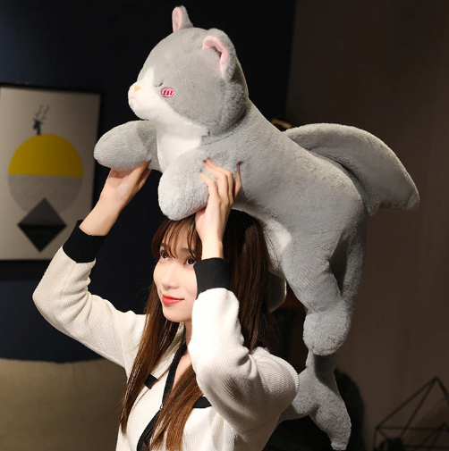 Kawaii Grey Half Cat Half Shark Combo Plushie