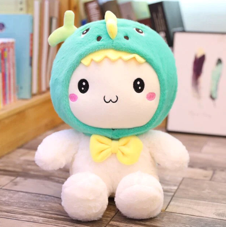 Kawaii White Teddy with Bunny bear Dinosaur Hat Plushies