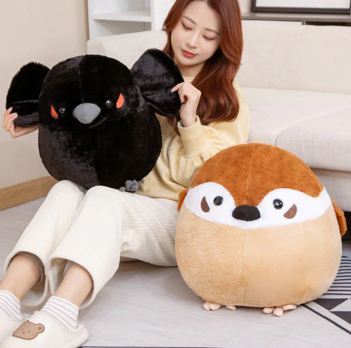 Kawaii Round Chonky Sparrow Raven Crow Bird Plushies