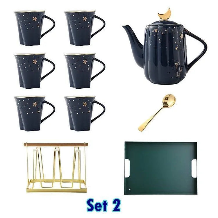 Blue Nordic Luxury Teapot Water Set Cup Set