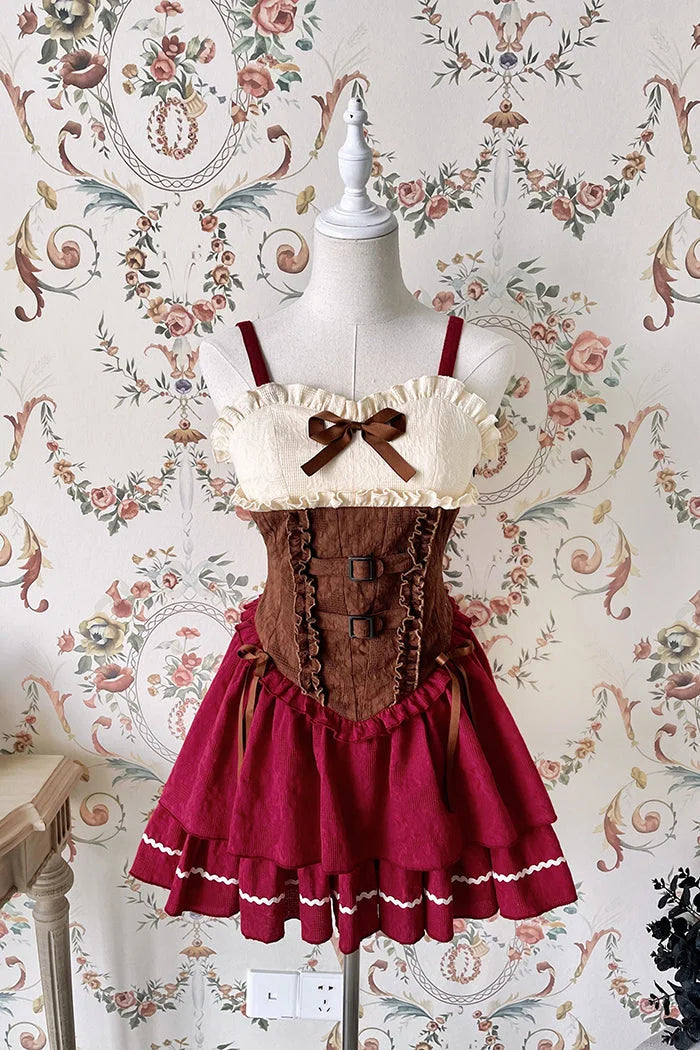 [Reservation] Lolita Red Hunter Amber JKS Dress Full Set