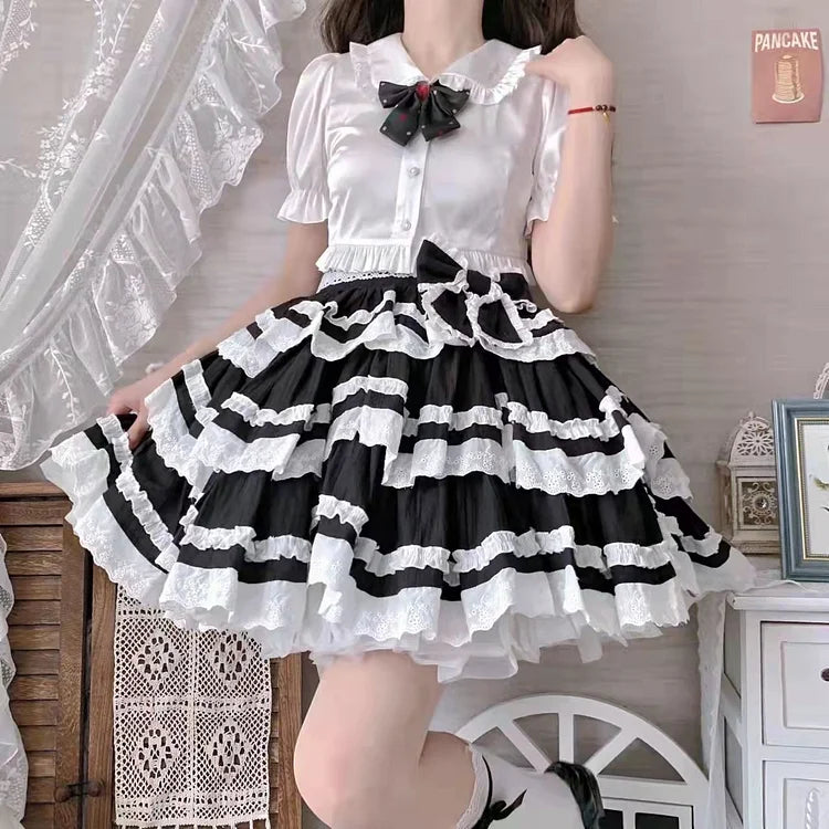 Sweet Cute Removable Strap Three-Part Lolita Cosplay Skirt