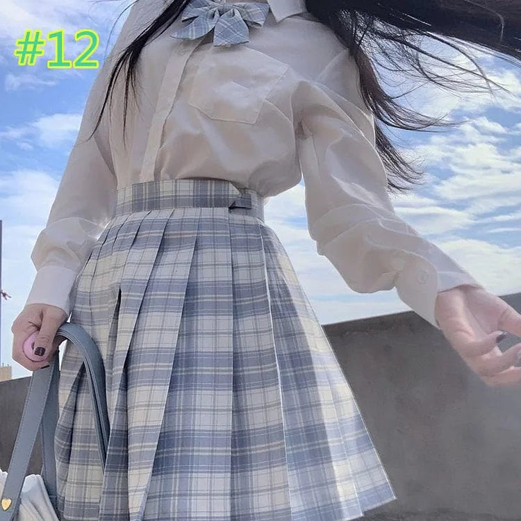 Preppy Style Plaid Skirt JK Uniform Suit