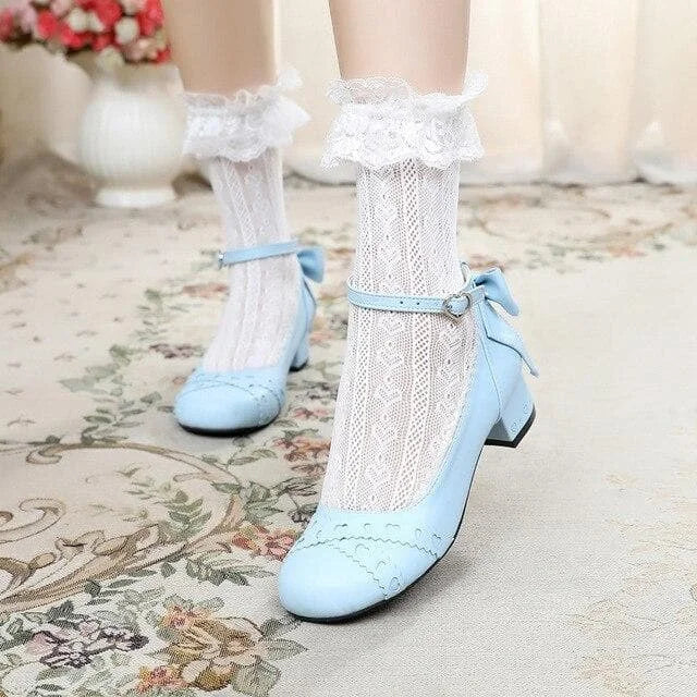 Sweet Lolita Round Head Shallow Mouth Bandage High Heel Shoes