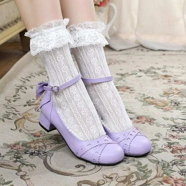 Sweet Lolita Round Head Shallow Mouth Bandage High Heel Shoes