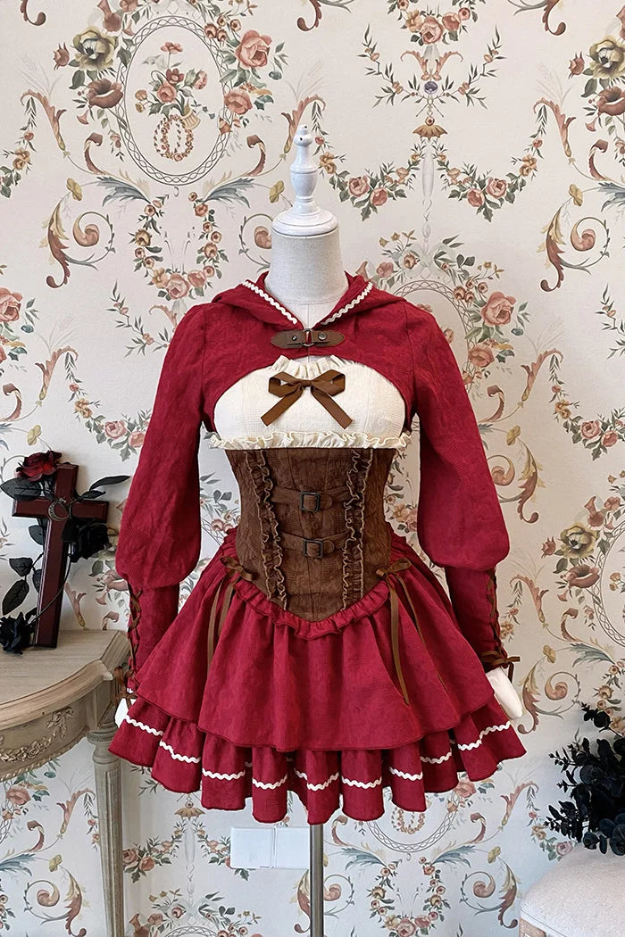 [Reservation] Lolita Red Hunter Amber JKS Dress Full Set