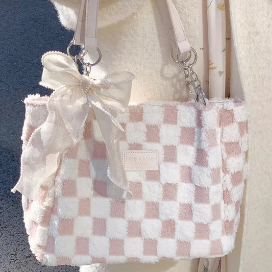 Ribbon Pink Checkered Bag