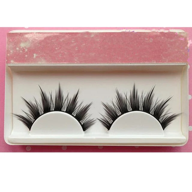 1 Pair Natural Long Cosplay Makeup Cross Strip Black Eye Lashes