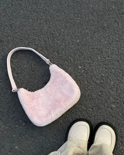 Fluffy Pinky Purse Shoulder Bag