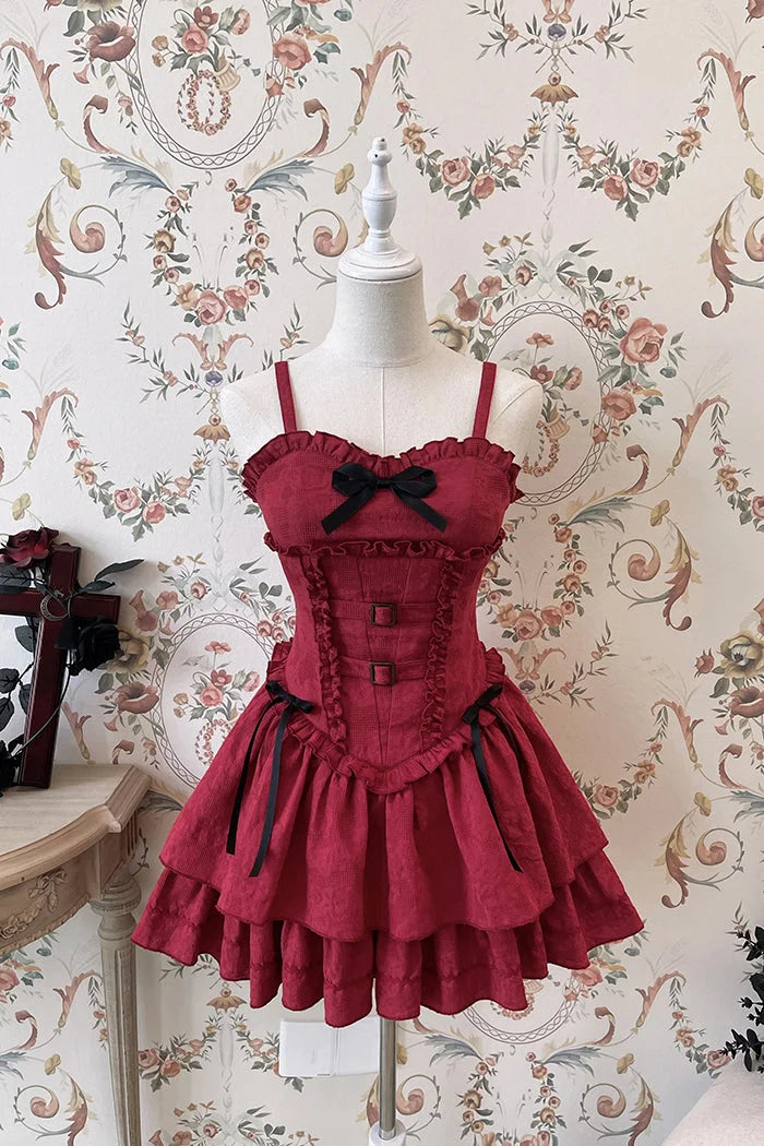 [Reservation] Lolita Red Hunter Amber JKS Dress Full Set