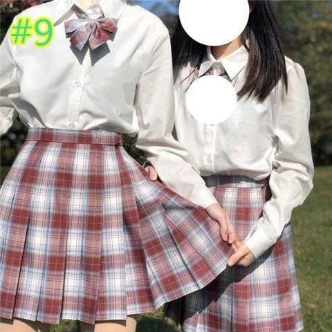 Preppy Style Plaid Skirt JK Uniform Suit