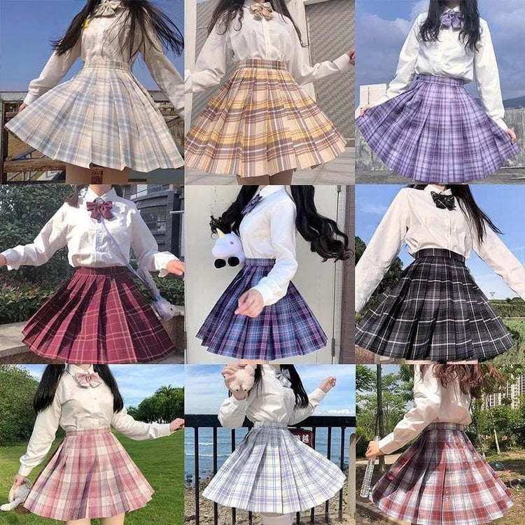 Preppy Style Plaid Skirt JK Uniform Suit