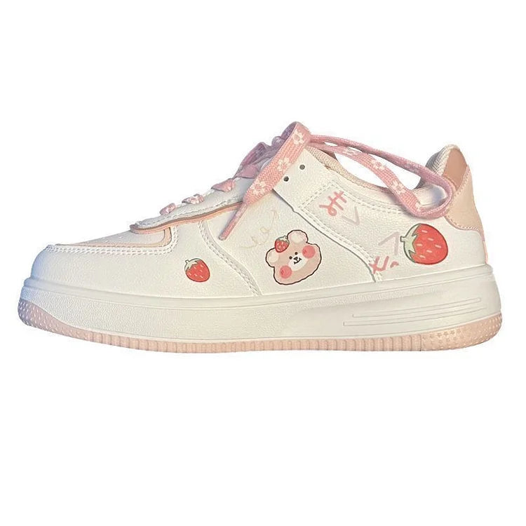 Ulzzang Strawberry White Sneakers