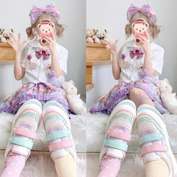 Sweet Lolita Vintage Round Head Thick Bottom Sneakers