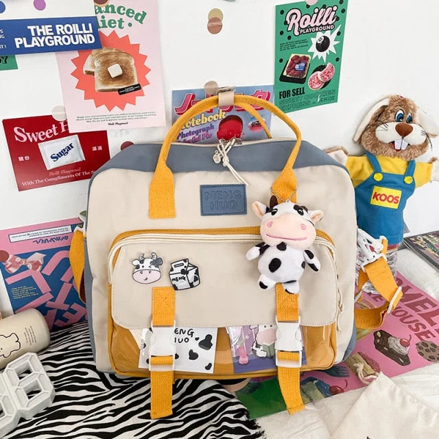 Cow Badge Kawaii Waterproof Backpack