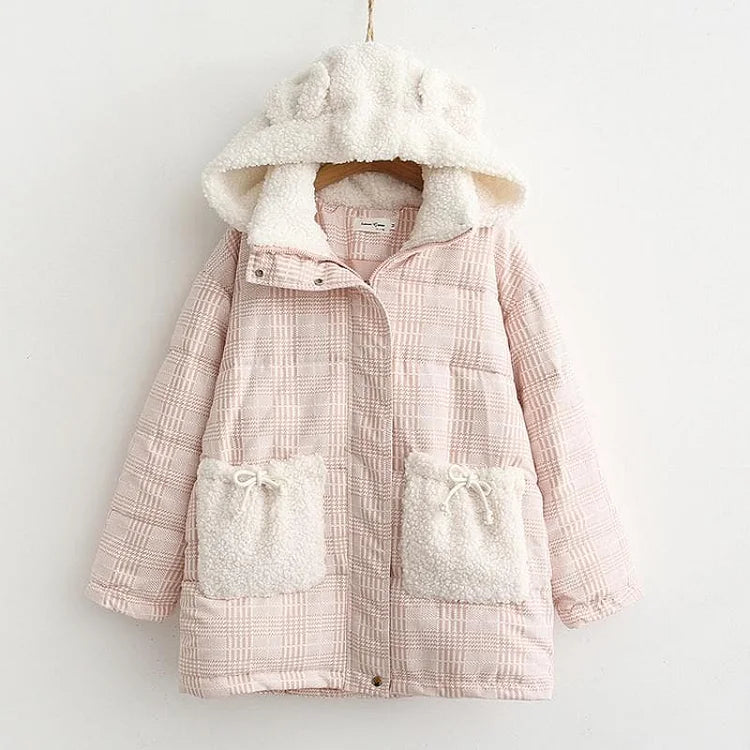 Bear Ears Pink Cute Cotton Coat