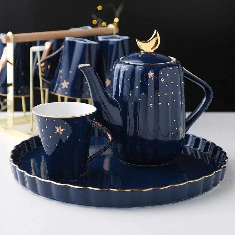 Blue Nordic Luxury Teapot Water Set Cup Set