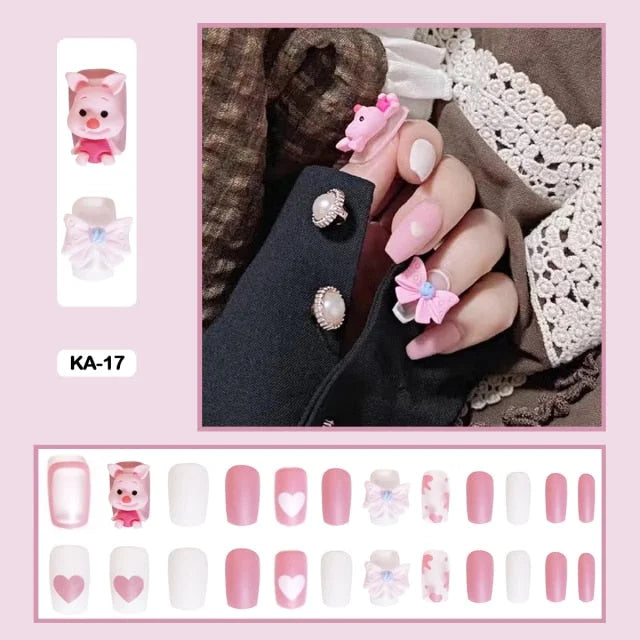 24pcs/box Kawaii Butterfly Lovely Wearable Press On Fake Nails