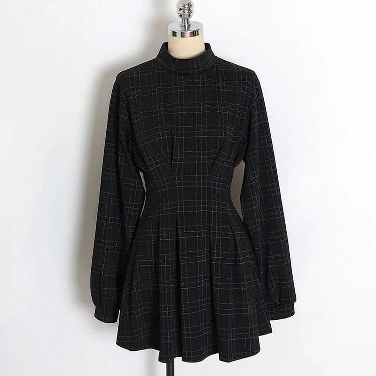 Black Plaid Punk Gothic Dress