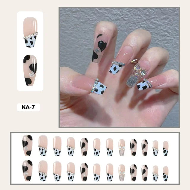 24pcs/box Kawaii Butterfly Lovely Wearable Press On Fake Nails