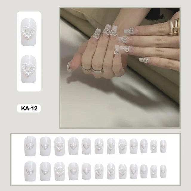 24pcs/box Kawaii Butterfly Lovely Wearable Press On Fake Nails