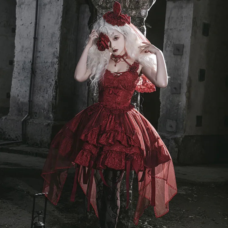 Gothic Blooding Rose JSK Dress Full Set