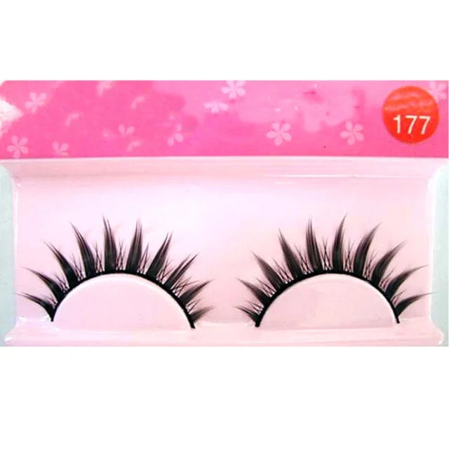 1 Pair Natural Long Cosplay Makeup Cross Strip Black Eye Lashes